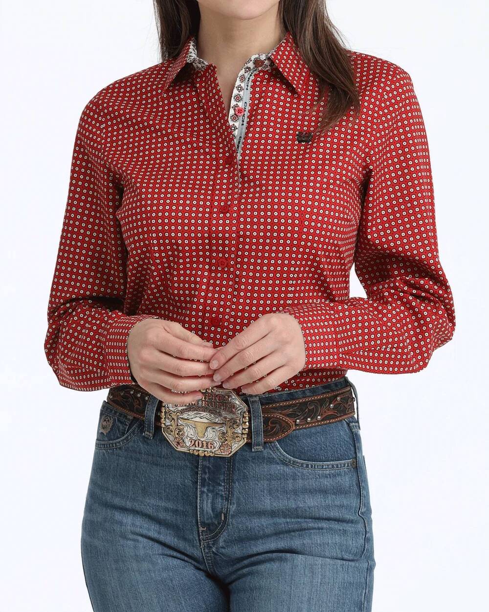 NEW CINCH arena fit button-down western shirt in red